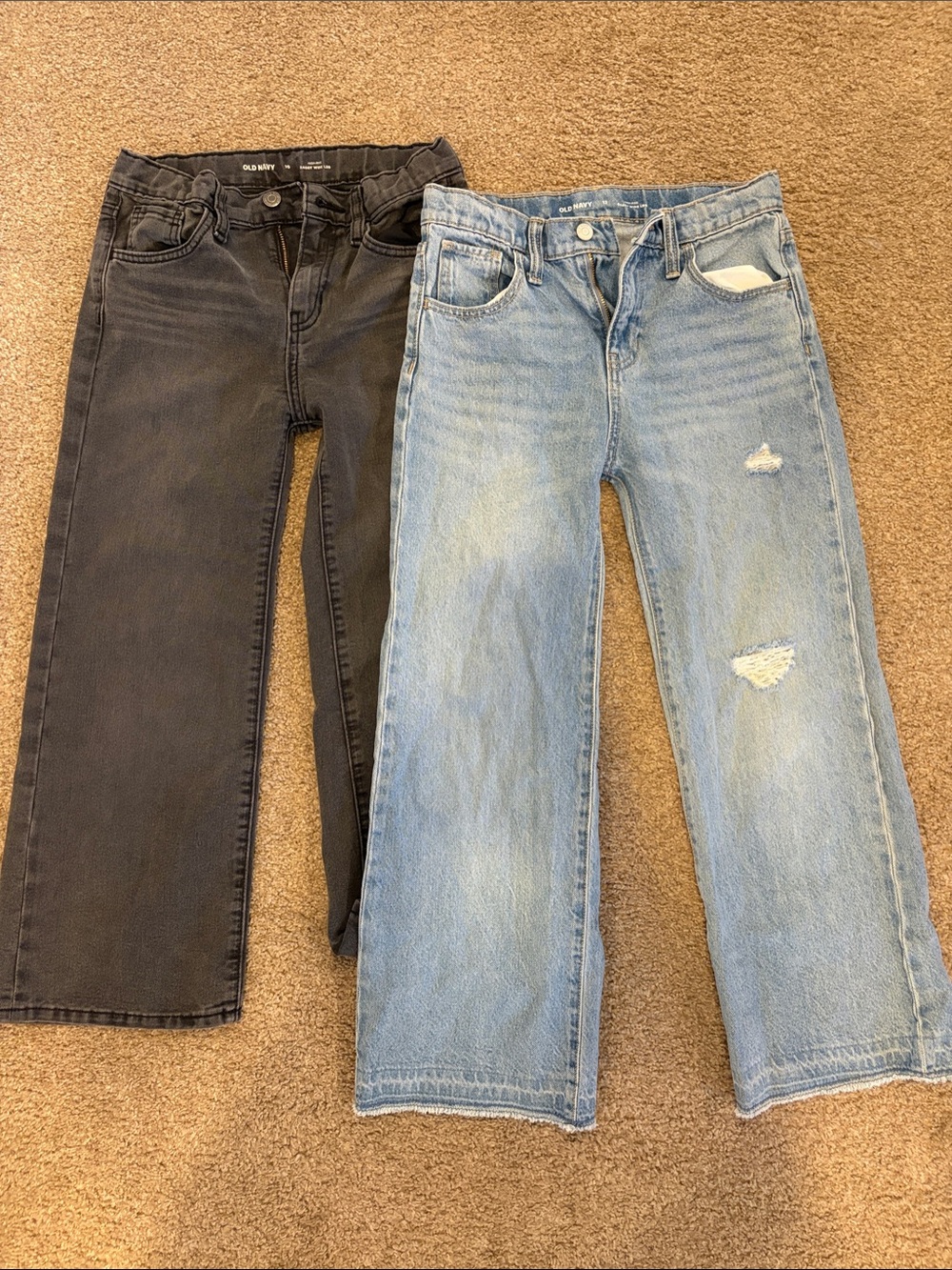Old Navy Kid’s Straight Jeans — Black and Light Blue Distressed
